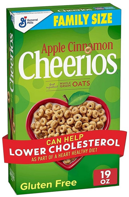 애플 시나몬 치리오스 시리얼 통곡물 귀리를 함유한 심장 건강 시리얼 538g, 1개