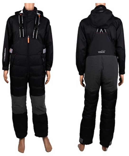 사요피싱 (SYF) 요수 구스다운 멜빵바지 시즌2 멜빵 낚시복 낚시의류 이중지퍼, 110, 그레이