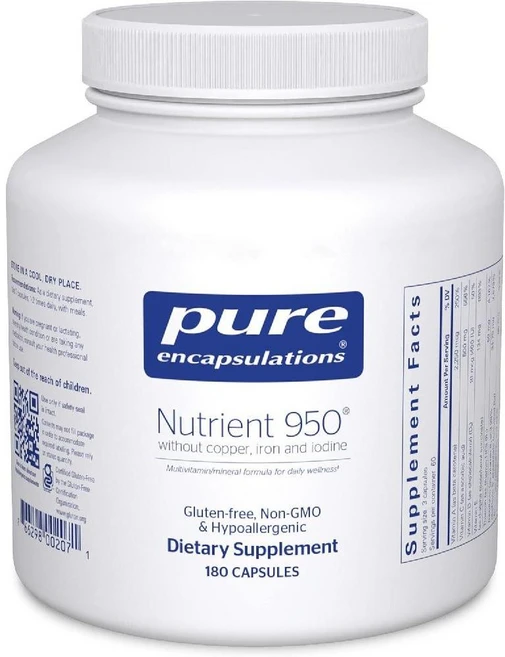 Pure Encapsulations Nutrient 950 종합 비타민 및 미네랄 보충제 180 캡슐, 멀티영양제 멀티비타민 구리 철 요오드가 없 캡슐화 영양, 1개 - 쿠팡