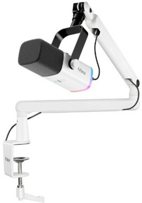 FIFINE AM8 USB/XLR 動圈式 RGB 麥克風, 白色, TAM8-WH
