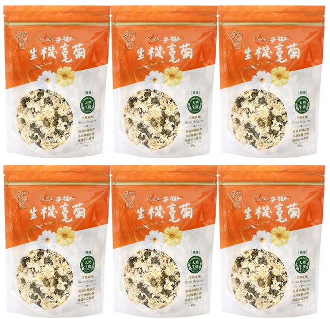 和盛記 特級嚴選生機毫白菊花茶, 40g, 6個, 1個裝