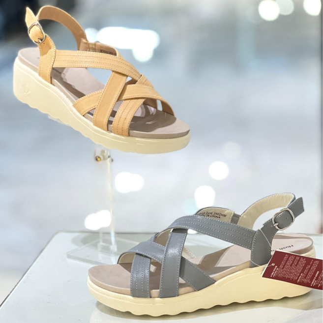 허쉬파피 여성 천연 가죽 컴포트 통굽 이지 슬리퍼 샌들 6cm FL038D.BR