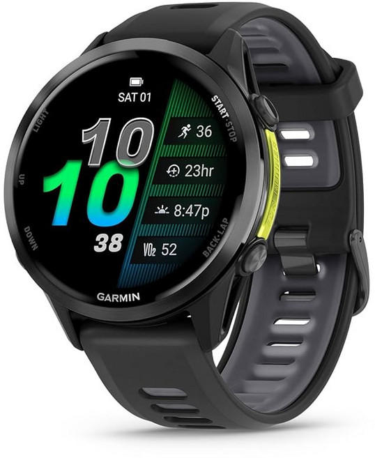 가민 포러너 970 스포츠 스마트 워치, GPS + 블루투스, 35.3mm, 카본 그레이 DLC 티타늄 + 블랙