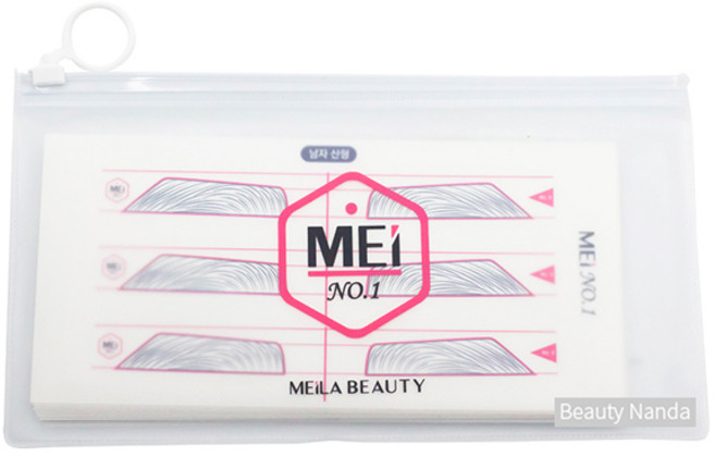메이넘버원 MEI 눈썹 스티커 자 반영구 디자인 반영구 재료, T자 여자 산형 40쌍, 1개