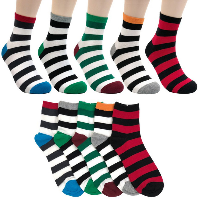 수한양말 남자 중목 양말 배색 중링글 10켤레