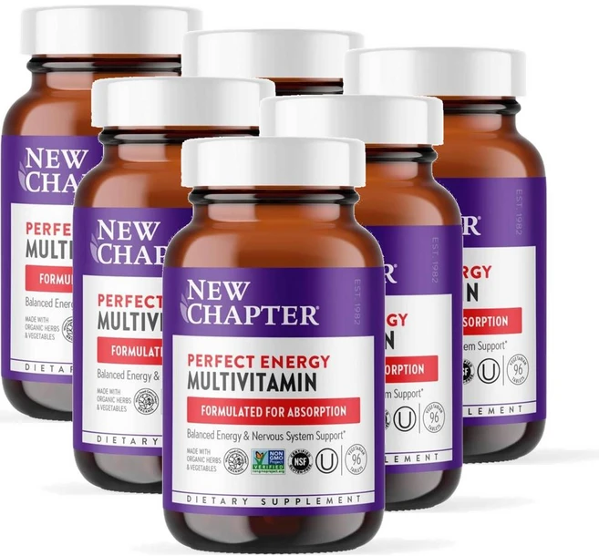 뉴챕터 퍼펙트 에너지 멀티비타민 티아민 니아신 New Chapter Perfect Energy Multivitamin, 96정, 6개 - 쿠팡