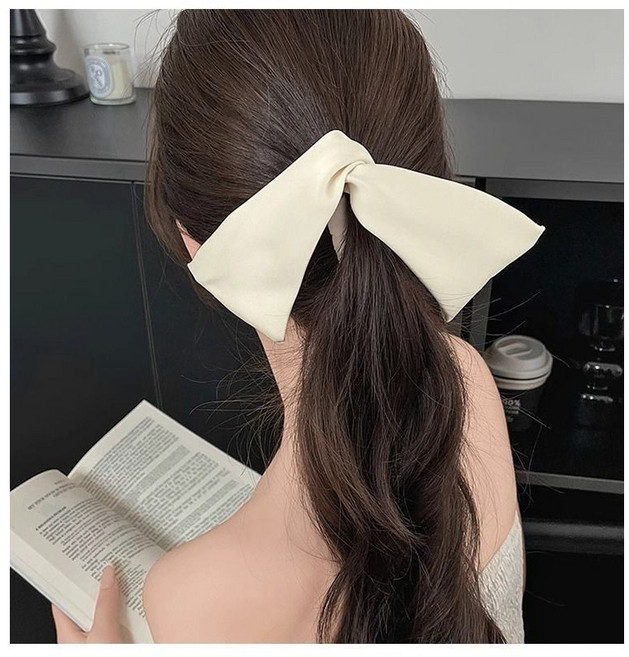 이수앤 고급 새틴 리본 심플 꼬임 여성 헤어 바나나핀 집게핀