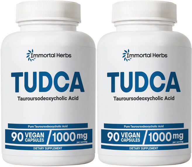 Immortal Herbs 투드카 보충제 1000mg 간 지지용 캡슐 90캡슐 비-GMO 및 글루텐 프리 타우루소데옥시콜산 성인용 캡슐, 2개, 90정