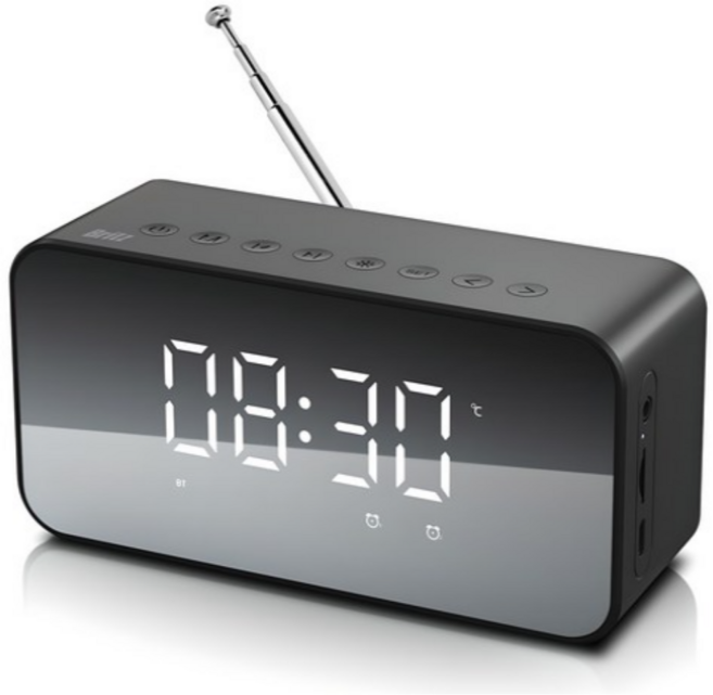 브리츠 라디오 알람시계 겸용 블루투스 스피커, 검정색, BZ-MX2100