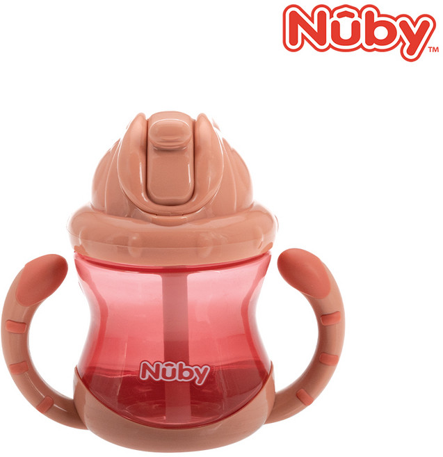 누비 유아용 무당벌레 빨대컵 240ml, 뉴트럴핑크, 1개