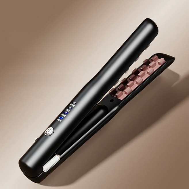 ROYLEA 신형 무선 고데기 옥수수펌 판고데기 볼륨 뿌리 기 /높은 크라운 효과/휴대용 무선 고데기, 블랙, 블랙