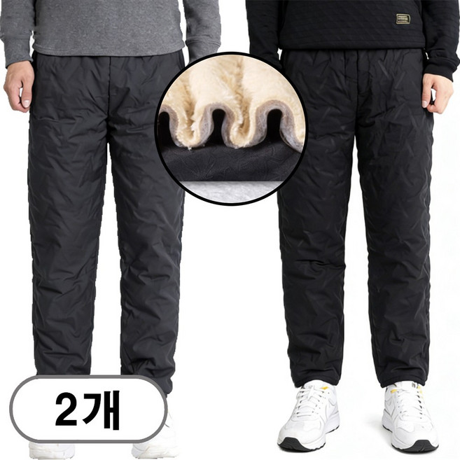 차쿠 남성 양털 방한 바지 겨울 작업바지 털바지 패딩바지 조거팬츠 솜바지 1+1 혹한기 일자타입