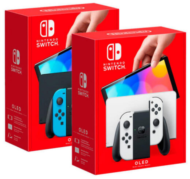 아트박스/닌텐도 닌텐도 스위치 신형 본체 OLED (화이트/네온블루레드)