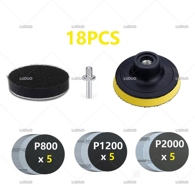 30 15PCS 라운드 습식 샌딩 시트 자동차 라이트 복원을위한 사포 그라인더 액세서리 디스크 종이, 18pcs 800 1200 2000