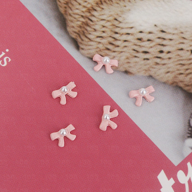 백억언니 큐티 미니 리본파츠 네일파츠 5개입, 1개, 핑크 5개입 (P495)