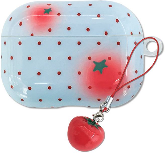 영스피플 파스텔 도트 키링 에어팟 케이스 프로3 4세대 2 1 귀여운 과일 TPU, 1개, 토마토, 에어팟프로3