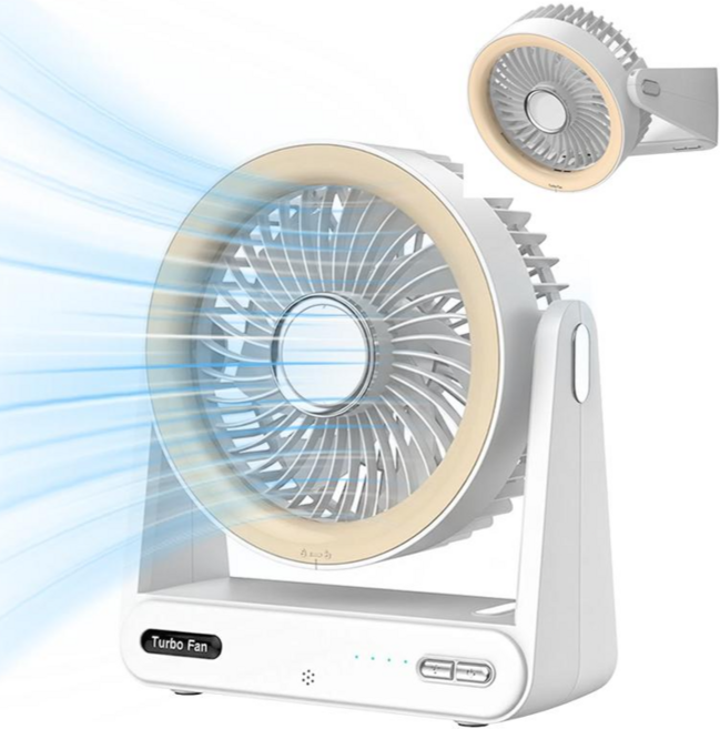 Darlisex 탁상용 선풍기 무선 휴대용 선풍기 무소음 벽걸이 가정용 선풍기 4단풍/무드등, 화이트, F338