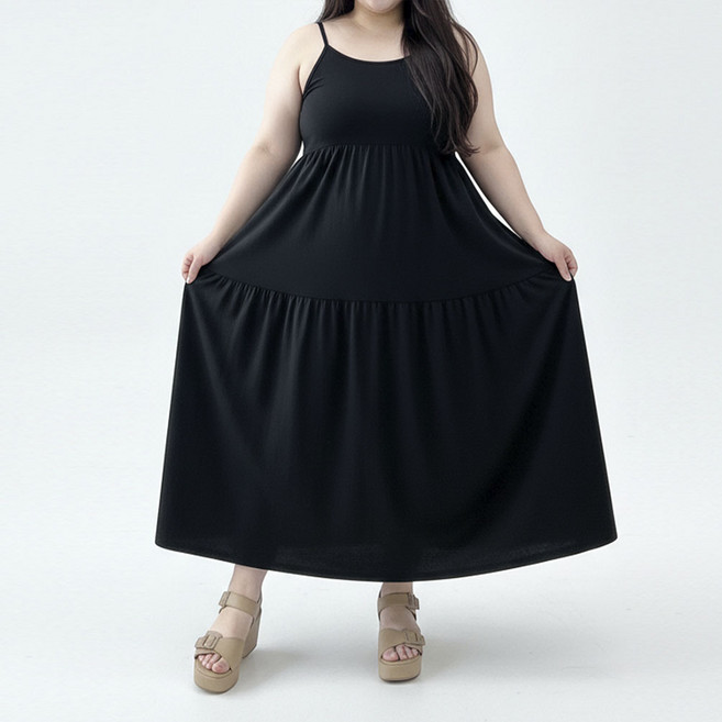 66-100 뱃살커버 빅사이즈 나시 원피스 캉캉 무지 기본원피스 미니원피스 롱원피스 3XL / 베키원피스