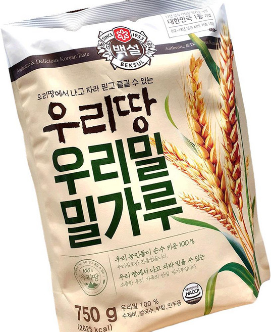 우리밀 밀가루 백설 750g 국산밀가루 제빵용 건강, 1개