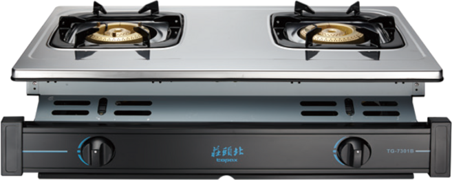 莊頭北 TG-7301B 雙口瓦斯爐 天然氣專用 不鏽鋼面板 熄火自動切斷 易清銅爐頭 能源效率2級, 天然氣, TG-7301B 天然氣