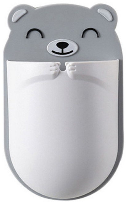 까마느 무타공 곰돌이 멀티 벽걸이 수납정리함 리모컨거치대, 그레이, 4개