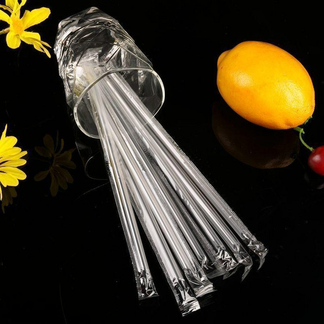 一次性食品級環保吸管 適用於果汁飲料沙冰珍珠奶茶 獨立包裝 多規格可選, 1個, 加硬口徑0.6釐米果汁豆漿細吸管推薦,單支包裝16釐米1000支黑色