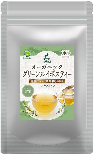 오가닉 그린 루이보스티 찻잎 리프 유기농 무농약 무카페인 JP20 그레이드 찻잎 100% 사용 지퍼알루미늄봉투 100g 1봉