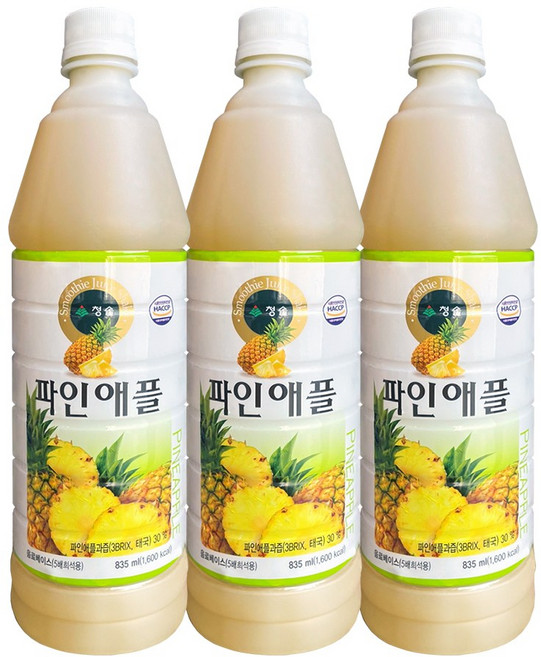 청솔 파인애플 음료, 3개, 835ml