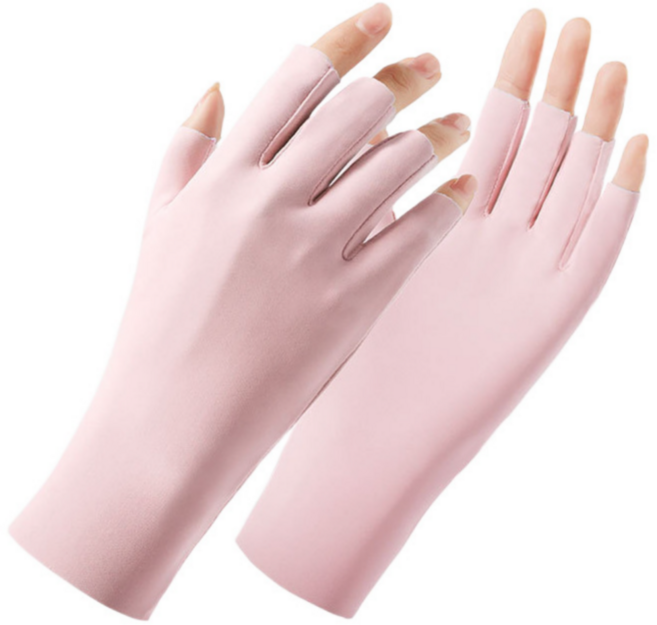 라끌라리아 가을 자외선차단 운전 등산 반장갑, 핑크, 1개