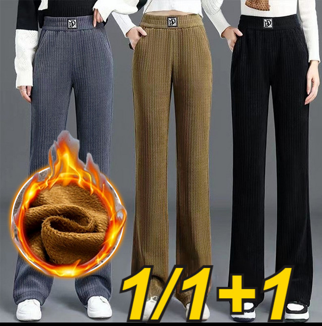 1/1+1 여자 하이웨이스트 와이드 팬츠 융에 도톰한 슬림핏 밴딩 팬츠