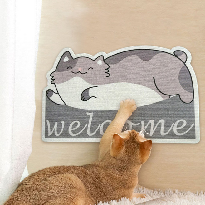 Jeernare 캐릭터 고양이 스크래쳐 탈부착식 고양이 스크래처 잘라쓰는 고양이 스크레쳐 카페트 대형, 1개, 그레이