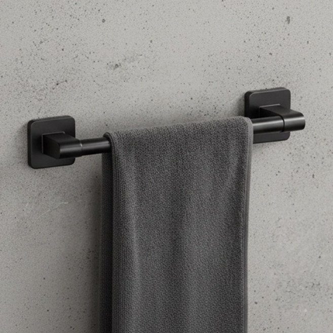 레브홈 튼튼한 무타공 욕실 수건걸이 화장실 수건거치대, 1개, 오닉스블랙