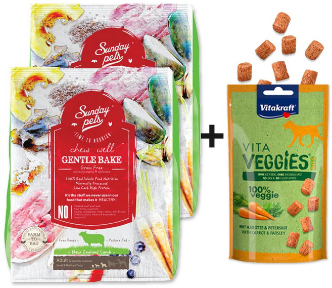 선데이펫 젠틀베이크 사료 그레인프리 초록입홍합 함유 + 사은품 증정, 1.3kg, 2개, 양