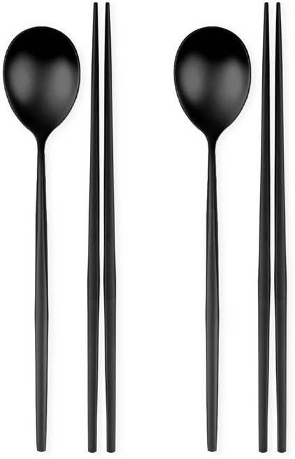 식세기 가능한 루미에 티타늄 수저세트, 2세트, 숟가락+젓가락, 매트블랙