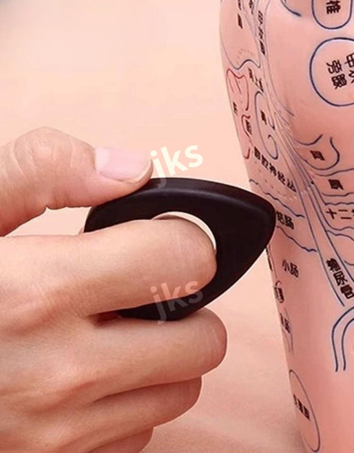 마사지기 물소뿔 반지 손가락 마사지 괄사 블랙 두피 림프순환 링 바디 경락, 검은 소뿔 침술 반지, 1개