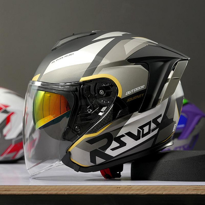 RSV 3/4 安全頭盔 摩托車騎士用, R05 - 蝕痕黑金