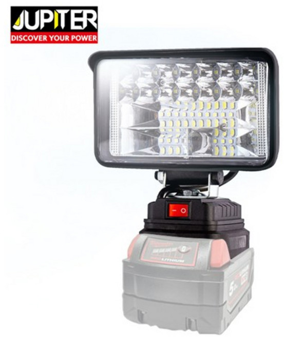 주피터 워크라이트 서치라이트 4인치 후레쉬 작업등 랜턴 LED 손전등 밀워키 호환 베어툴, 검정, 1개, 5인치 밀워키호환