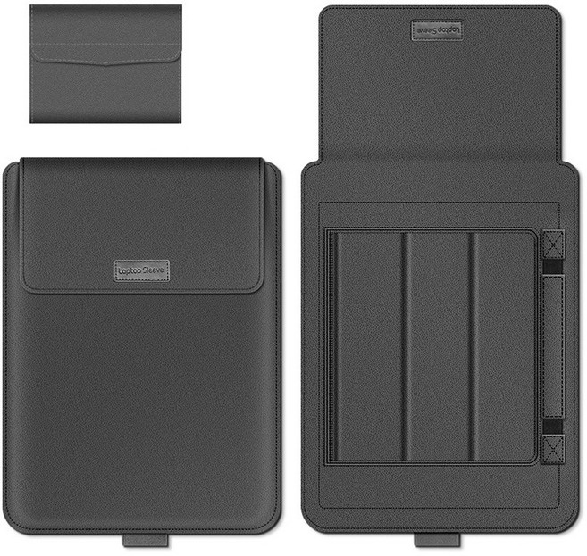 루톰 맥북 삼성 LG그램 노트북 가죽 거치대 파우치 세로형, 그레이, 1개