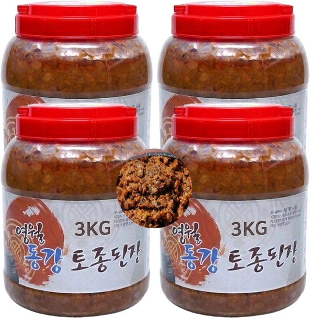 영월동강 시골 집된장 (3kg) 재래식 토종 된장, 4개, 3kg, 구수한맛