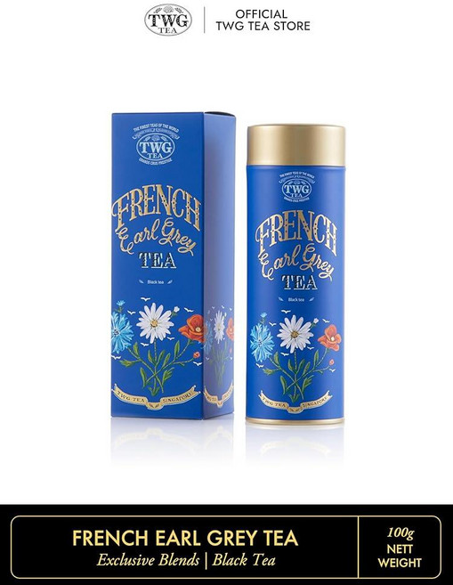 TWG Tea | 프렌치 얼 그레이 홍차 베르가못 블루 콘플라워 오뜨 꾸뛰르 틴 100g 선물 세트