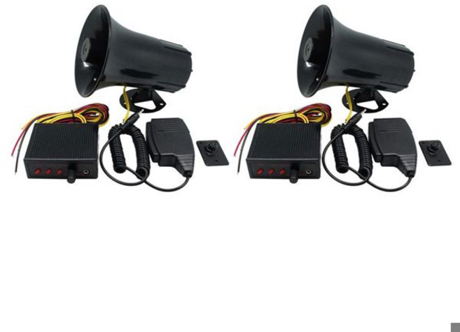 LED전구 Stablize 2X 12V 경찰 사이렌 스피커 3 톤 사운드 볼륨 조정 마이크가있는 차량 경적 확성기 비상 전자 장치, [01] 옵션1