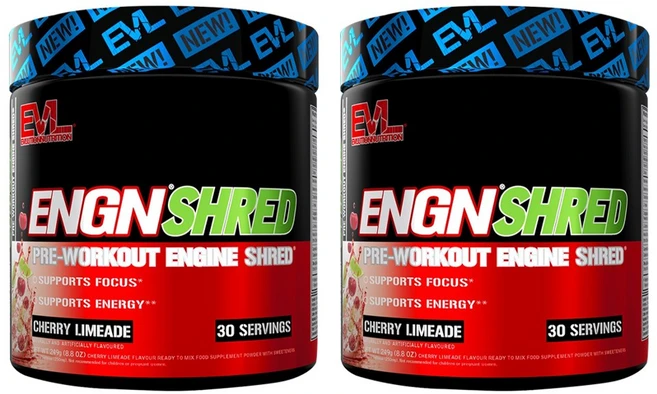 EVLUTIONNUTRITION ENGN 슈레드 프리-워크아웃 엔진 체리 라임에이드 맛, 2개, 249g - 쿠팡