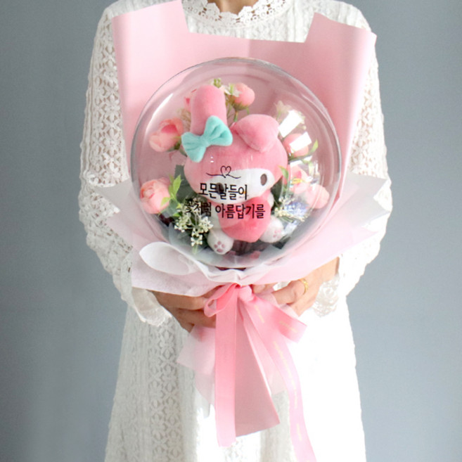 모리앤 정품캐릭터 레터링풍선 인형꽃다발 마이멜로디, 1개