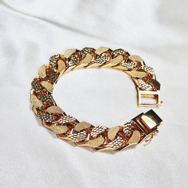 18k 명품 금팔찌 양면팔찌 컷팅체인팔찌