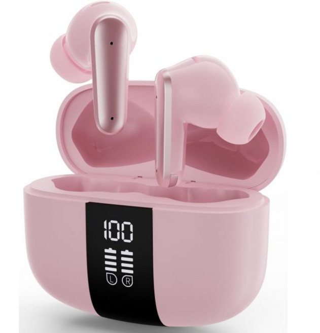 비츠 솔로 버즈 케이스 이어폰 스튜디오 품질의 무선 이어버드 딥 베이스 및 향상된 오디오 선명도 블루투스 5.4 10년 수명 ENC 노이즈 캔슬링 통화 안전한 착용 메, Pink, 1개, 핑크