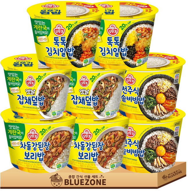 오뚜기 컵밥 나물세트 (잡채밥2+전주비빔밥2+강된장비빔밥2+톡톡김치알밥2), 1개