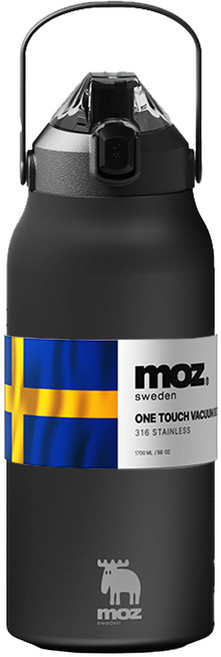 MOZ 스웨덴 나혼자산다 보온병 포스코 316 스텐 대용량 원터치 손잡이 보온보냉병 보온텀블러, 노르딕블랙, 1300ml, 1개