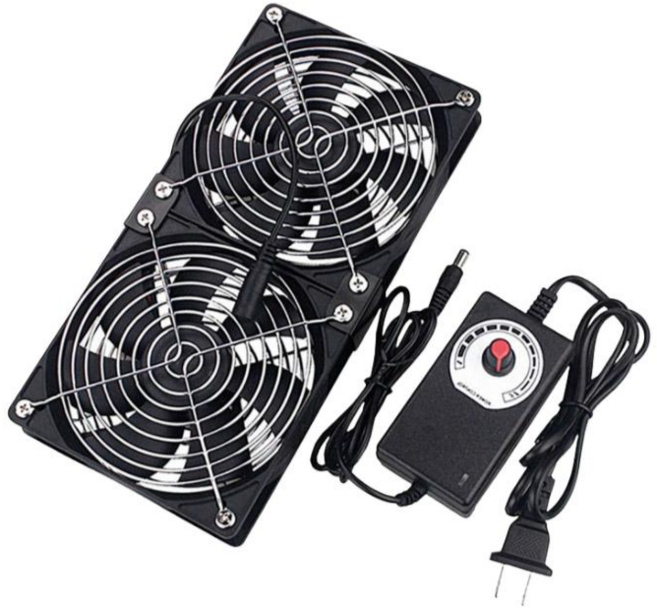 靜音大風量排風扇 電腦散熱器, 黑, 1個, 2風扇+調速器/配件/螺絲