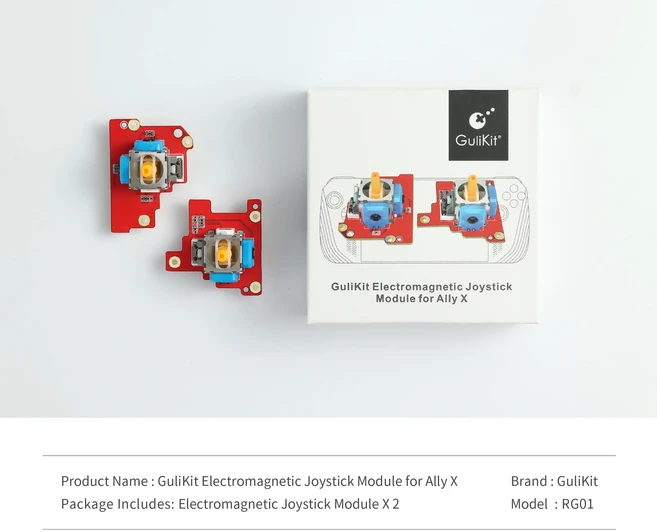 GuliKit RG01 전자기 조이스틱 모듈 게임 액세서리 ROG Ally X 용 홀 효과 안티 드리프트 썸 스틱 교체, 04 1 Pairs, 01 RG01