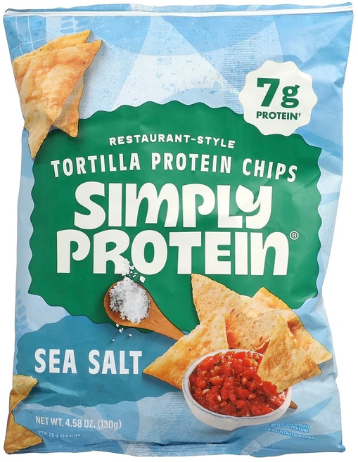 Simply Protein 레스토랑 스타일 토르티야 프로틴 칩 천일염 130g(4.58oz) Protein (심플리 프로틴), 1개, 130g - 쿠팡